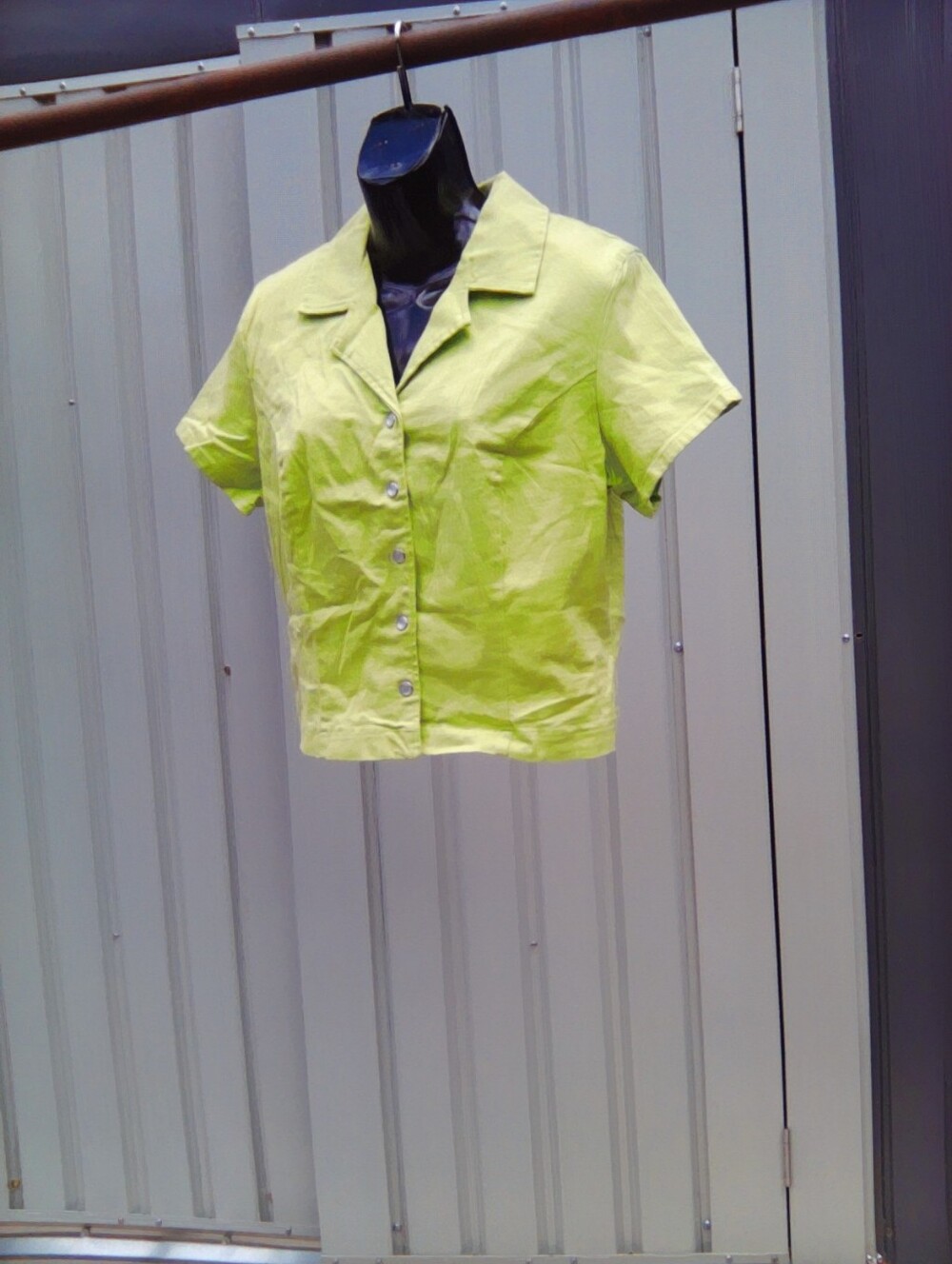 Xhilaration Lime Green Short Sleeve Button Front Blouse